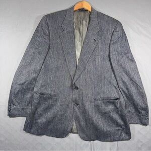 Vintage Burberrys Blazer Mens 42 Gray Silk Herringbone Nordstrom Sport Coat 90s